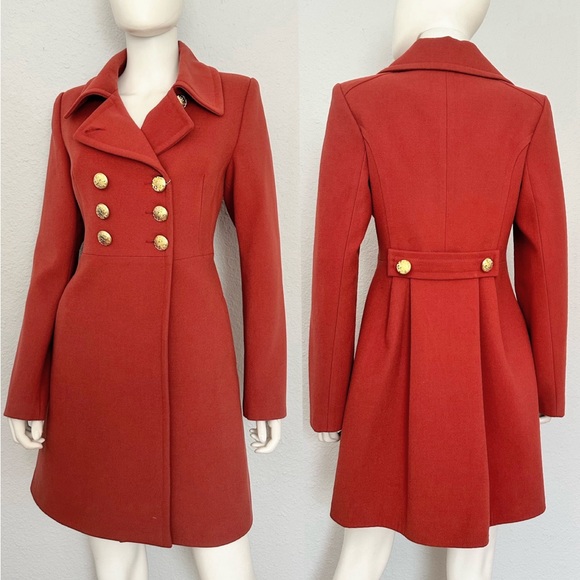 Nwt Women’s Double-Breasted Coat Notched Collar Lined Peacoat